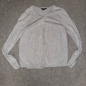 Hilary Radley Light Gray Quilted Knit Top